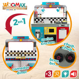 WOOMAX Cocina de Juguete con luz y Sonido, Cocinita de Madera Infantil, Bar Retro, Medidas 90,2x58,4x104,1cm, Juguete para niños y niñas (85287)