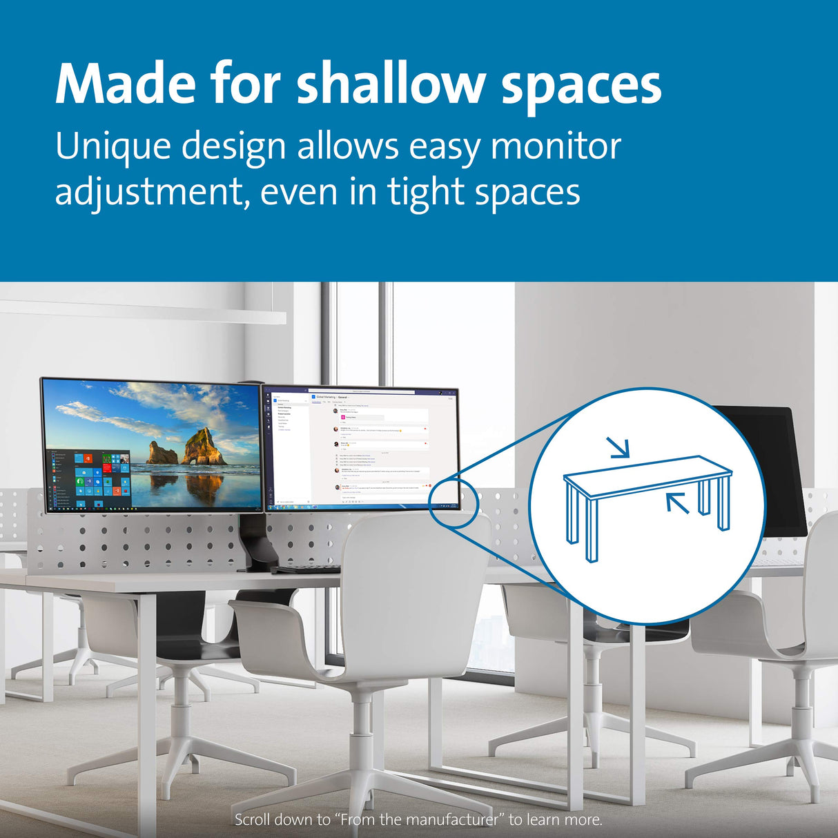 Kensington Brazo SmartFit para un Monitor con Placa VESA - Brazo de Ahorro de Espacio para Dos Monitores Pequeño con Configuración de Altura Ajustable, Negro (K55513WW)