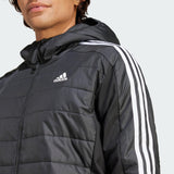 adidas Hombre Essentials 3-Stripes Insulated Hooded Hybrid Jacket, Black, S