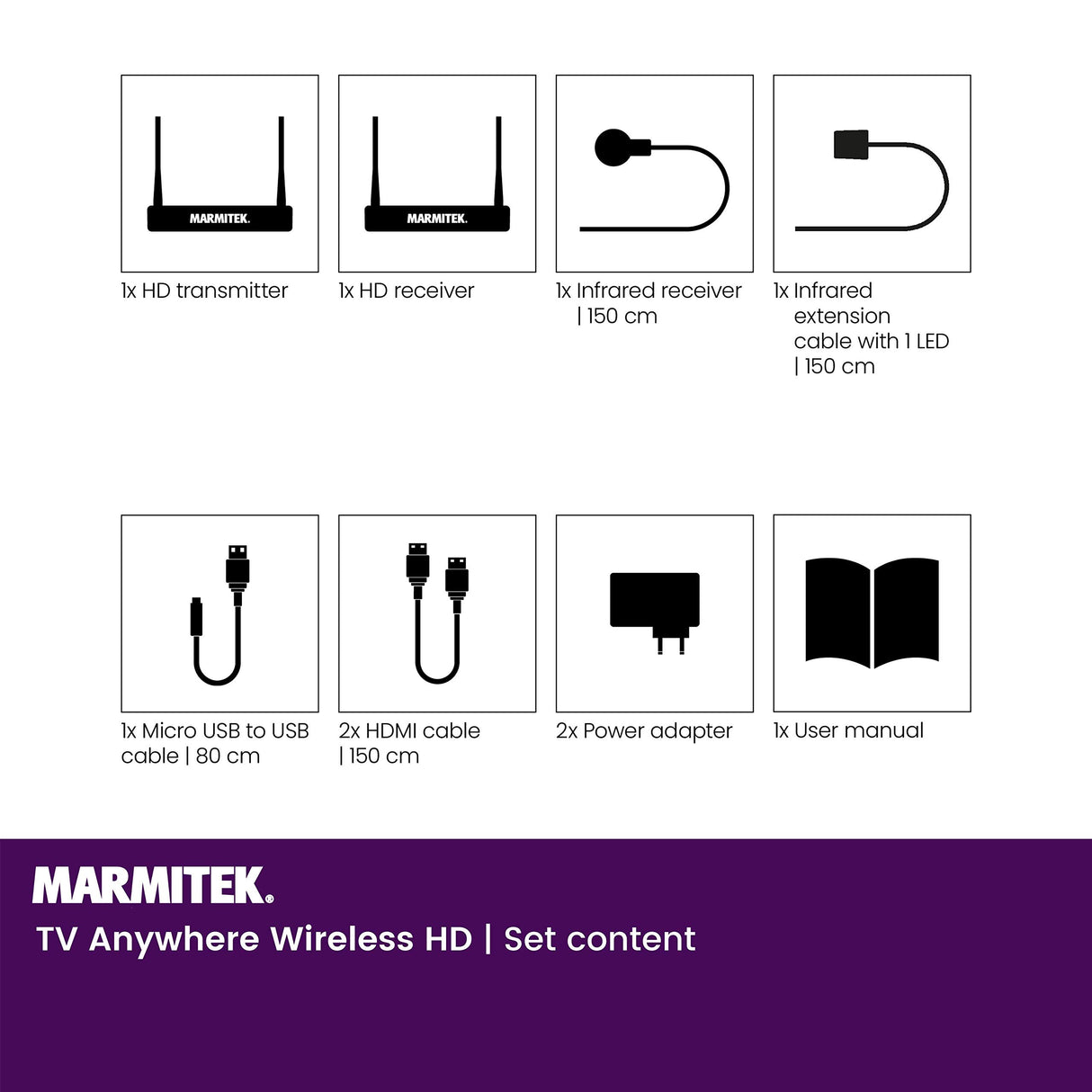 Marmitek Transmisor HDMI inalámbrico - TV Anywhere Wireless HD - Full HD de 1080p - Alcance de 50 Metros a través de Paredes y techos - Retorno de Infrarrojos - Transmisor HDMI -Soporte USB