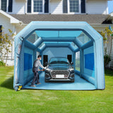 VEVOR Cabina de Pintura Inflable 8 x 4,5 x 3,3 m Carpa Hinchable de Pintura de Coches en Oxford 210D con Sistema de Filtración 2 Sopladores 960W + 750W Estación de Trabajo de Pintura Taller de Garaje
