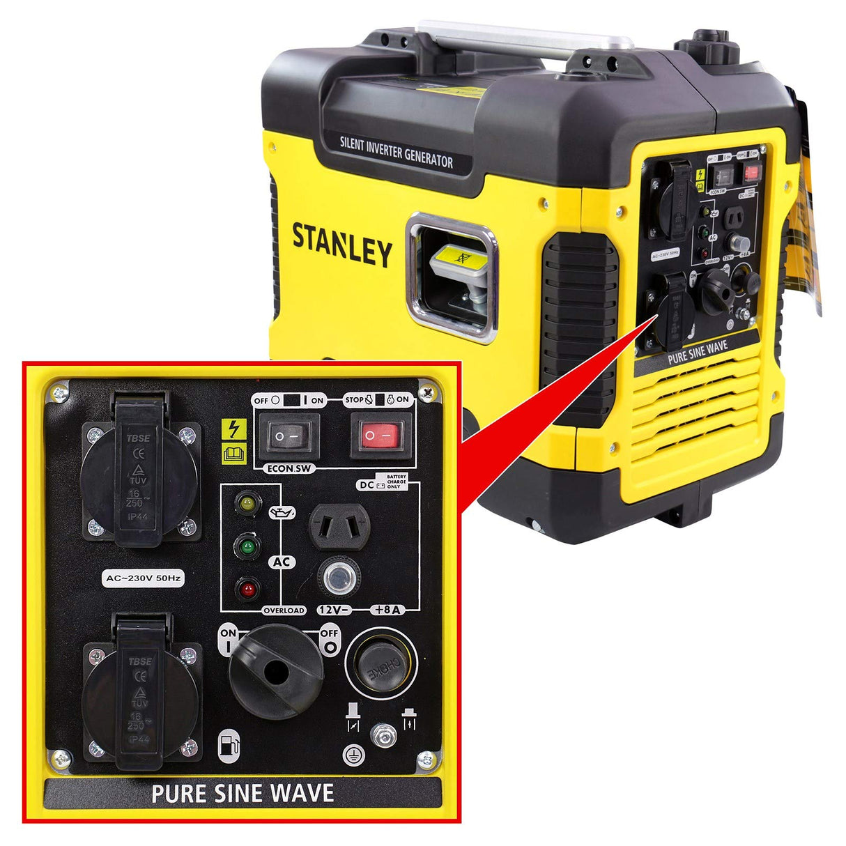 Stanley 604800110 - Generador de corriente de emergencia (gasolina, silencioso, 1.900 W)