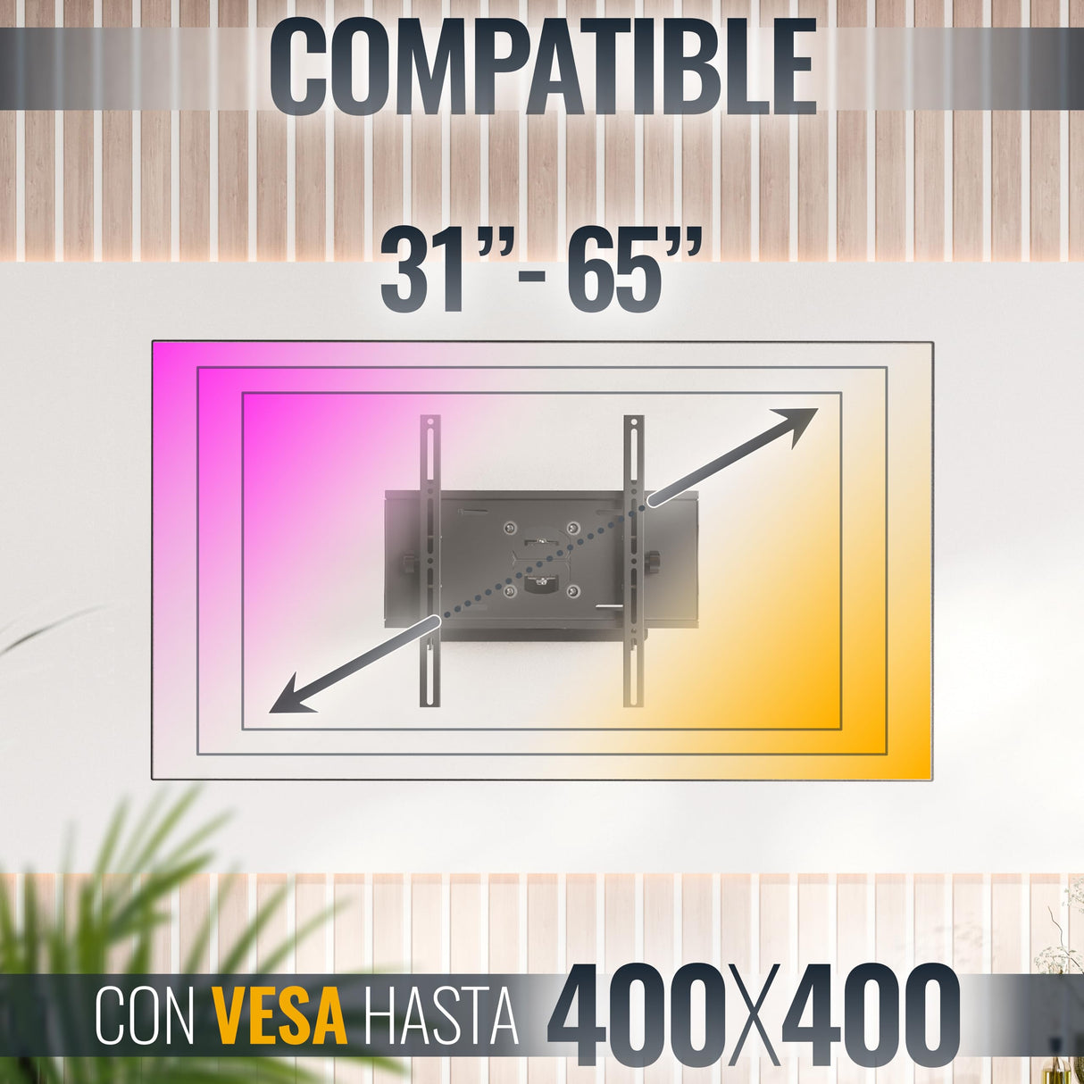 RICOO Soporte TV Pared 31-65" Pulgadas (79-165cm) R23-S Brazo articulado Giratorio Inclinable Colgador televisión Universal VESA 200x200-400x400 Negro