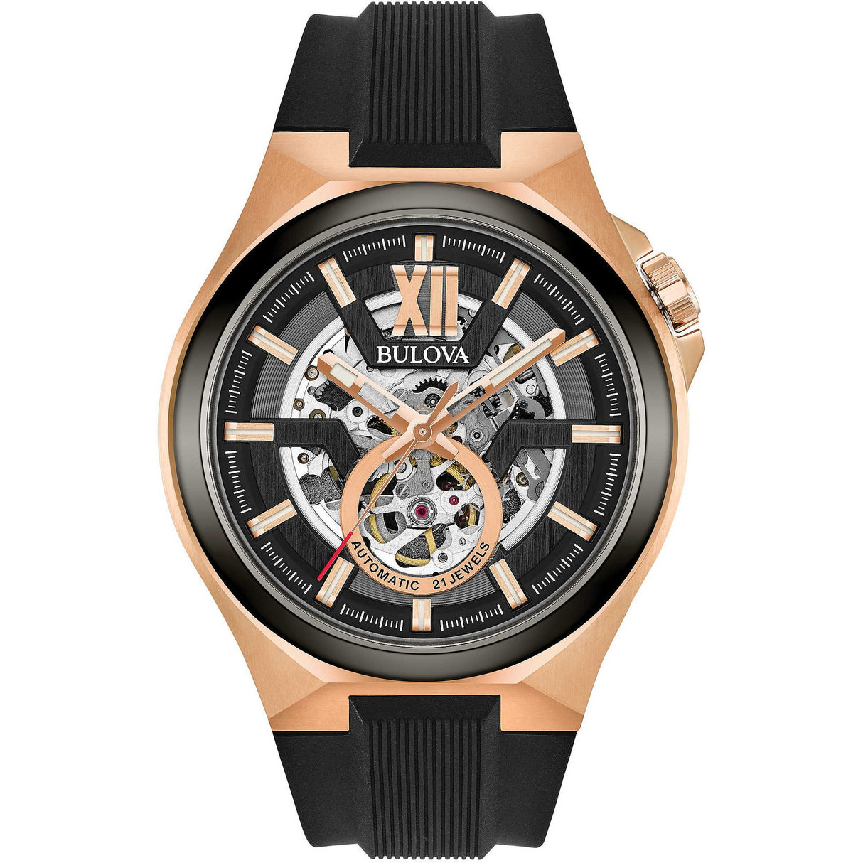 Bulova Reloj Analógico para Hombres de Automático con Correa en Silicona 98A177