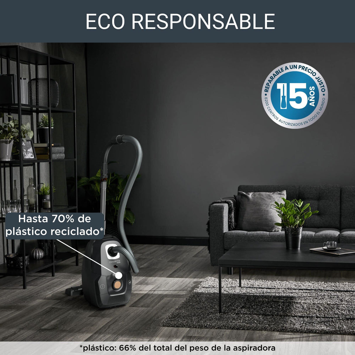 Rowenta Green Force Effitech RO6189 - Aspirador con bolsa de 400 W, hasta un 82 % reciclable, gran filtración HEPA más de 99,98%, depósito de 4,5 L, cable de 8,4 m, incluye accesorios, negro