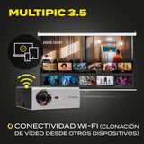 OVERMAX Proyector Multipic 3.5 Full HD LED proyector WiFi Proyector Home Cinema Proyector Incorporado Youtube Altavoz con subwoofer HDMI USB D-Sub Mando a Distancia tamaño Compacto
