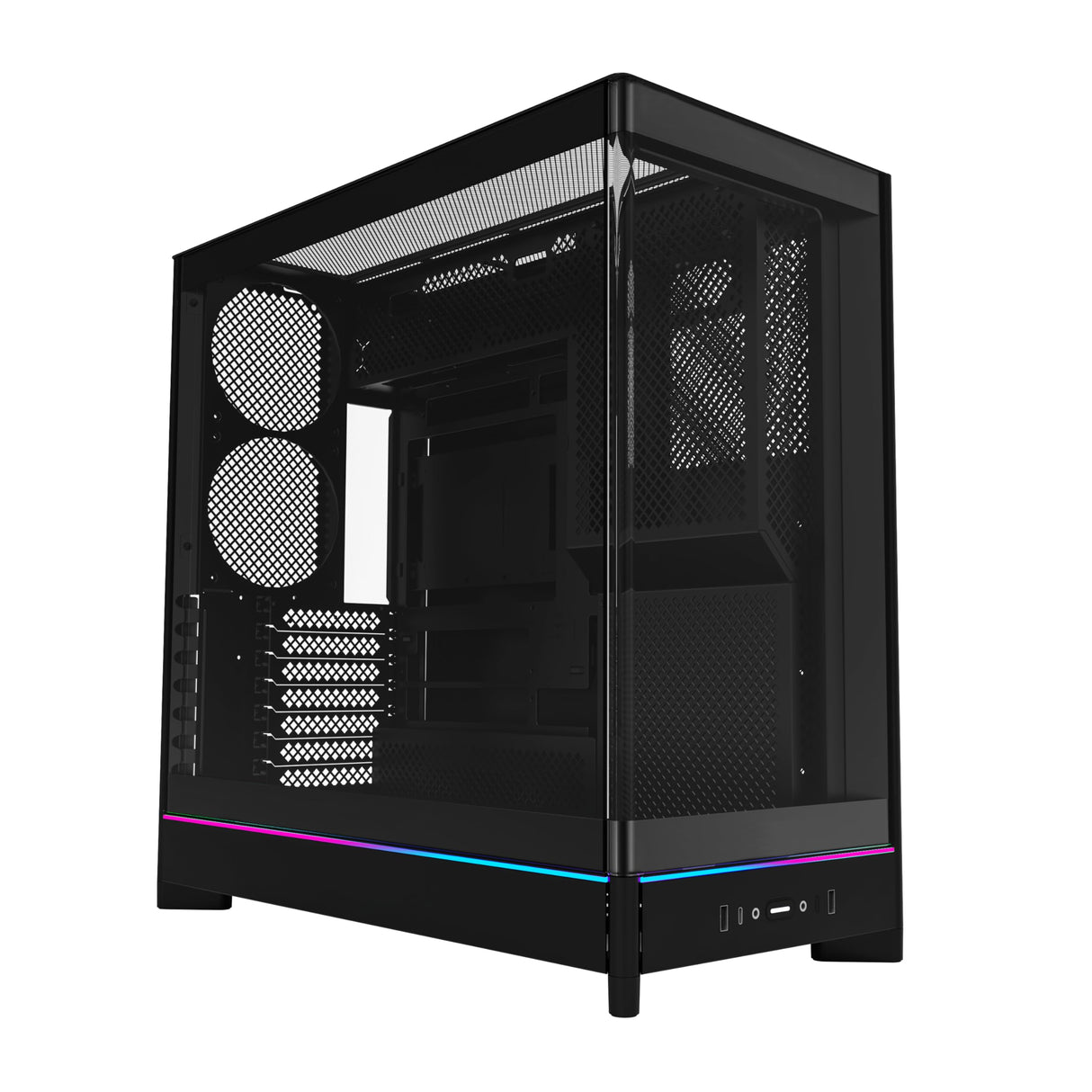 MONTECH HS02, ATX Mid-Tower PC Case, Gaming PC, High-Airflow, Reversible Layout, Sturdy Curved Tempered Glass Front Panel, Sink-in Design, Toolless Panels, Black, US