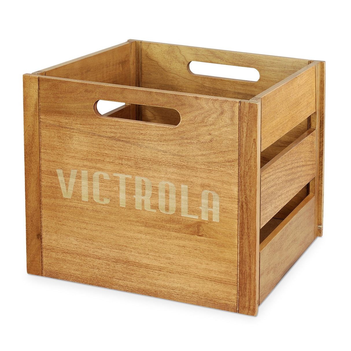 Victrola Caja de madera – Soporte para álbum de mesa y organizador para todos los discos, capacidad para más de 50 vinilos, acabado de madera elegante, fácil instalación, diseño elegante