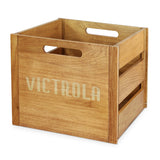 Victrola Caja de madera – Soporte para álbum de mesa y organizador para todos los discos, capacidad para más de 50 vinilos, acabado de madera elegante, fácil instalación, diseño elegante