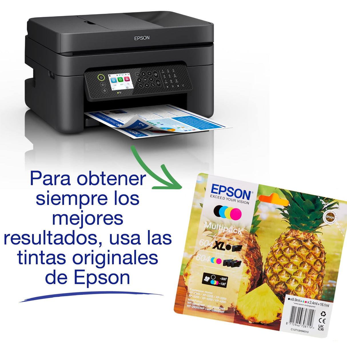 Impresora de inyección de tinta multifunción WorkForce WF-2950DWF A4 con conectividad inalámbrica