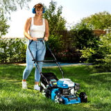 Cecotec Cortacésped de Gasolina Terrenator 2700.41 Total Z. Motor de 144cc, 2,4kW y 3,2CV, Cuerpo de Acero 41cm, Cambio de Altura Sistema Z-Tech, Corte, Recogida y Mulching, Ruedas Traseras XL