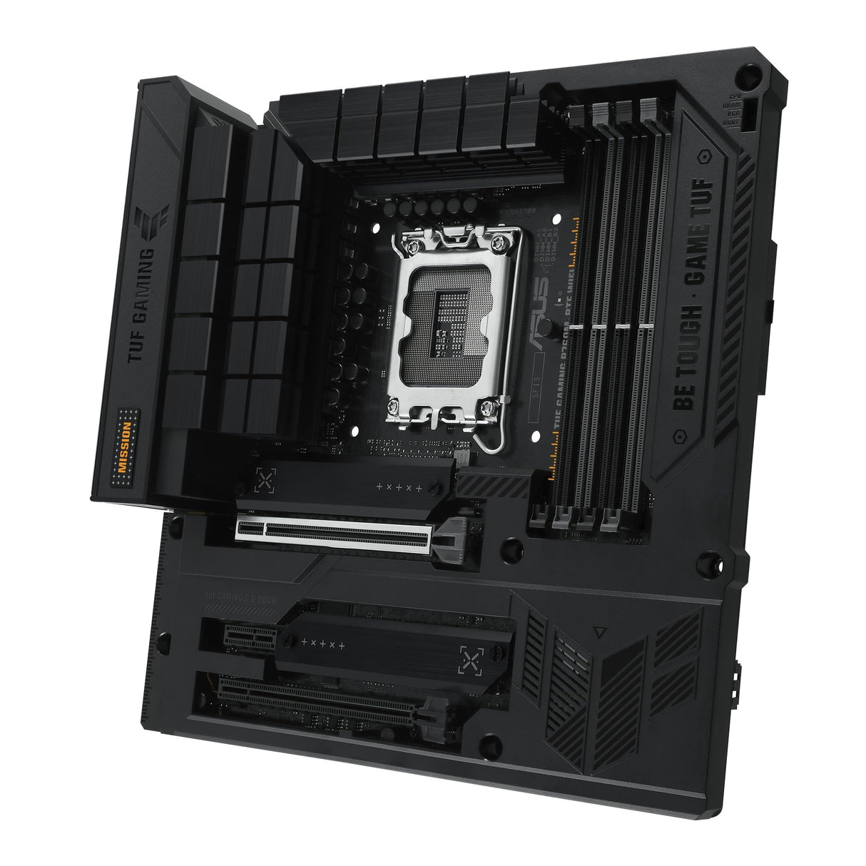 ASUS TUF GAMING B760M-BTF WIFI - Placa base Intel B760 LGA 1700 mATX (DDR5, PCIe 5.0, PCIe 4.0 M.2, WiFi 6, 2.5Gb LAN, DP, HDMI, USB 3.2 Gen 2 Tipo-C, Thunderbolt 4, conectores ocultos y Aura Sync)