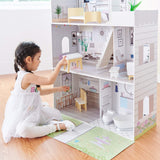 Olivia's Little World Grande Casa de Muñecas de Madera con 3 Niveles con Jardín para Niños y 16 Accesorios y Muebles para Muñecas de 30 cm
