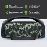 Muse M 980 CA. Altavoz Bluetooth Resistente a Las Salpicaduras con Luces incorporadas. 300 W de Potencia. Posibilidad de par Stereo. Concector de Carga USB-C. Puerto USB de Carga y repodrucción.