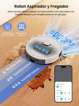 LEFANT Robot Aspirador y Fregasuelos M2 Pro, 6000Pa Succión, 140min Autonomía, Autovaciado 60 Días, Navegación dToF, Obstáculos 190° PSD, Mapeo Multinivel, Mascotas