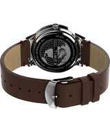 Timex Waterbury - Reloj de 40 mm para hombre, correa de liberación rápida de dos piezas de piel marrón, esfera azul, caja de acero inoxidable TW2W14900