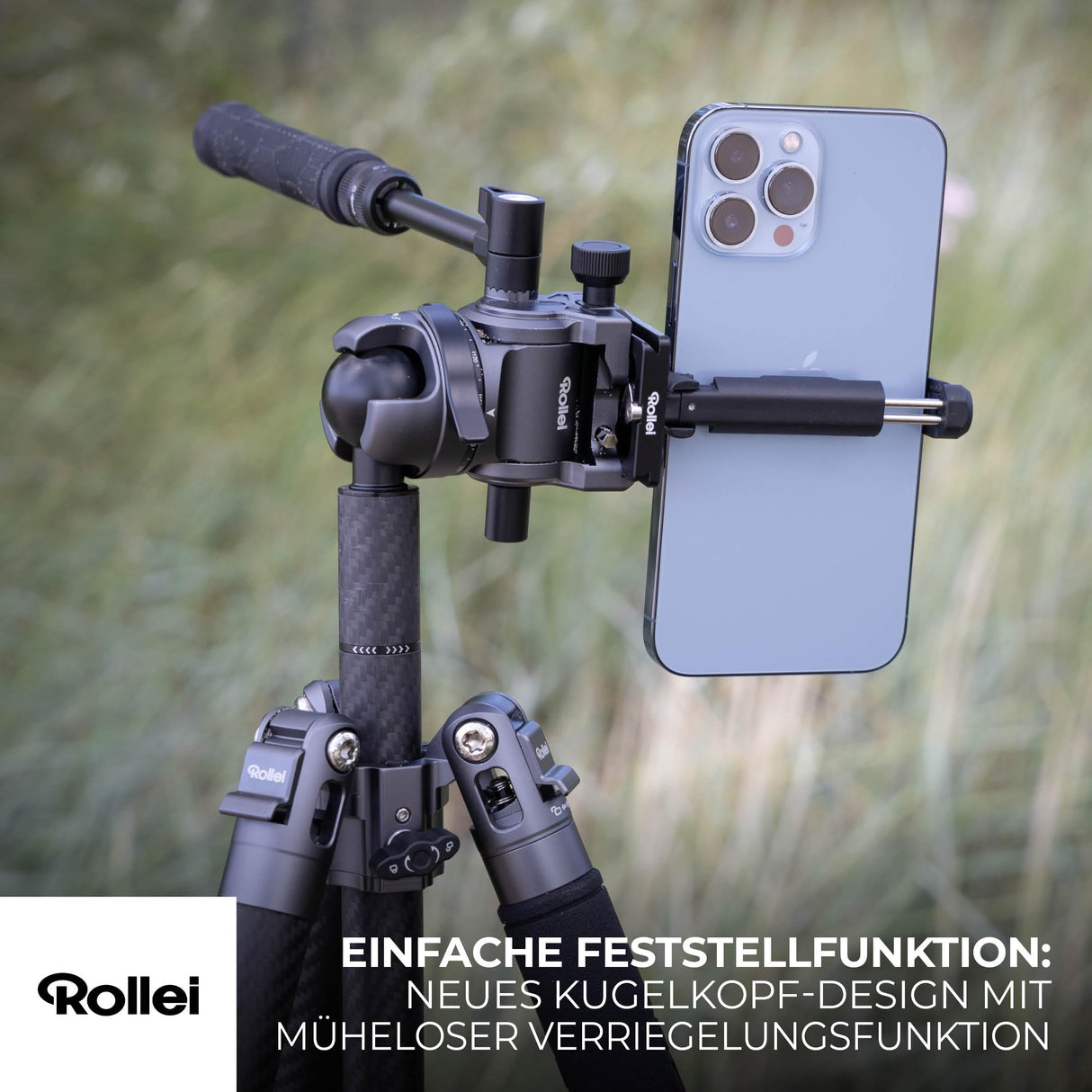 Rollei Easy Traveler Video - Trípode de Carbono (Capacidad de Carga de 4,5 kg, Altura de 164 cm, Ultraligero, Compacto, función de Bloqueo)