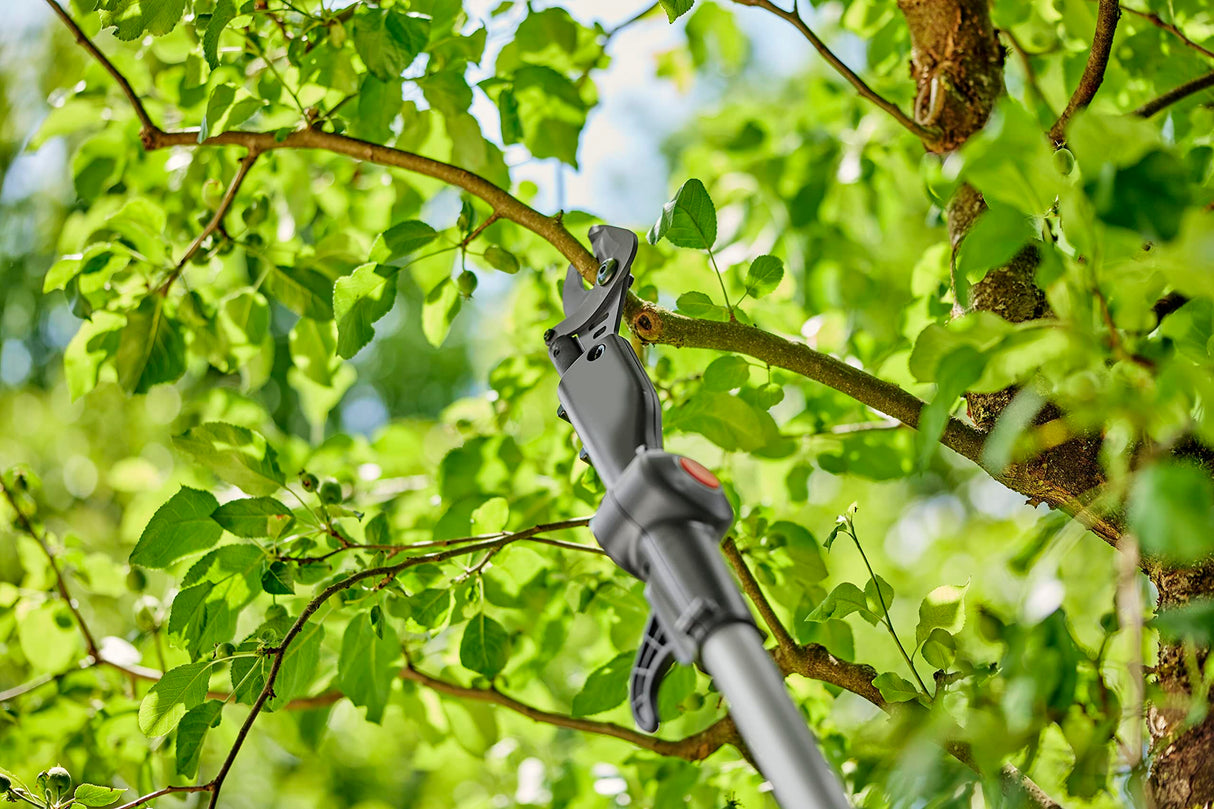 Gardena tijeras árboles con pértiga HighCut 250/18V P4A sin batería: Tijeras para ramas con pértiga hasta 4 m, cabezal de corte giratorio, mango ergonómico, pantalla LED (14774-55)