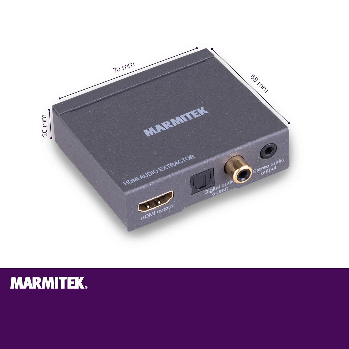 Marmitek Connect AE14 - Extractor de Audio HDMI 4K - Convertidor Con ARC - Señal de Audio del Cable - Utilice el Canal de Retorno en el Sistema Sin ARC