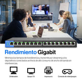 Linksys LGS116P-EU switch de red Gigabit no administrado de 16 puertos con 8 puertos PoE+, hasta 1000 Mbps, para empresas y particulares, vigilancia IP, divisor Ethernet de sobremesa