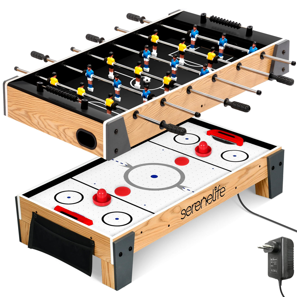 Serenelife Mesa de Hockey de Aire de 38”, Futbolin de 40”, 2 en 1, Giratoria, Ideal para el hogar, Salas de Juego, Arcades, Fiestas y reuniones Familiares