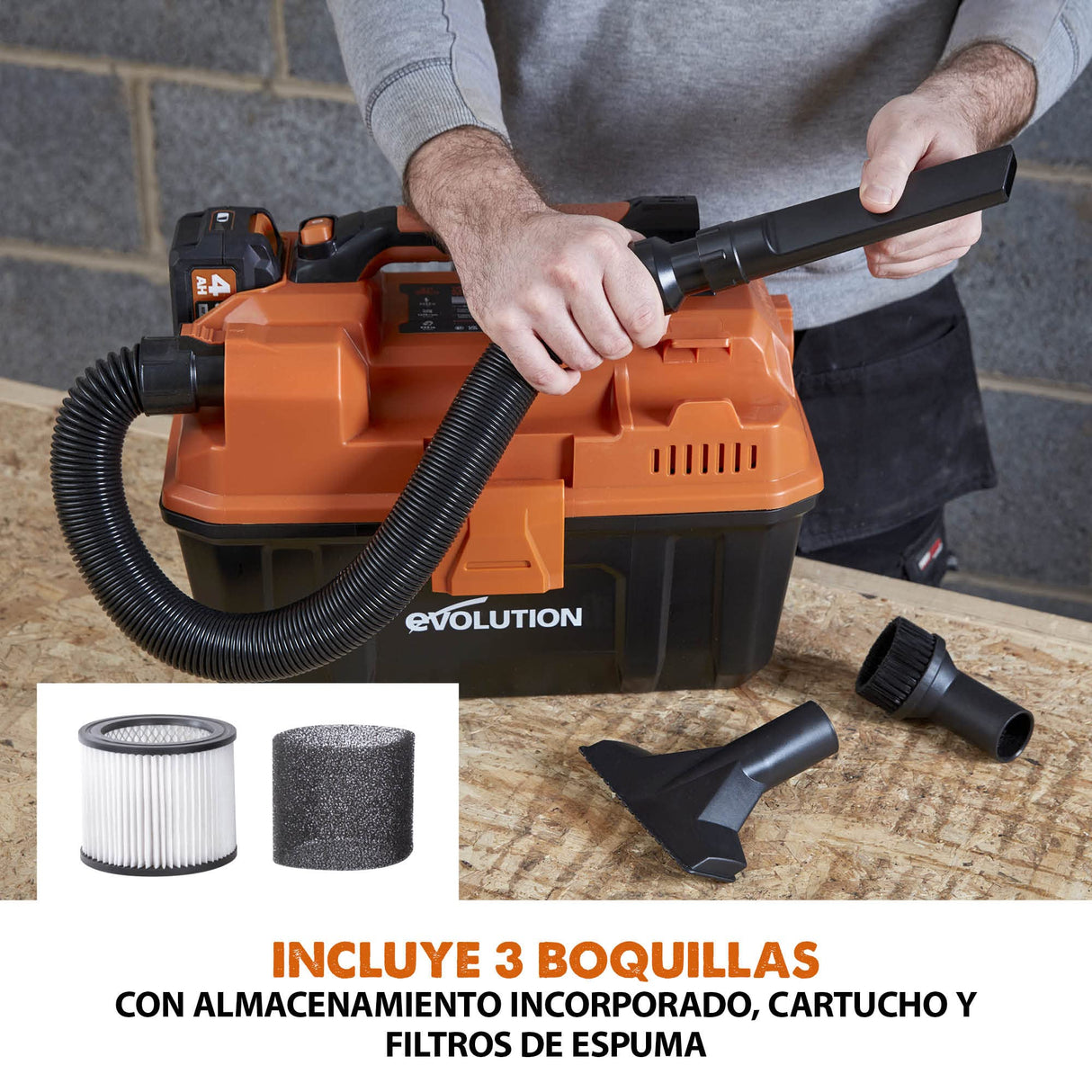 Evolution Cordless R11VAC-Li Aspiradora de taller en seco y húmedo 18v Li-Ion EXT
