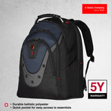 Wenger Ibex Mochila para portátil, portátil de hasta 17 pulgadas, tableta de hasta 10 pulgadas, 23 l, mujer hombre, negocios universidad escuela viajes, negro/azul, 600638