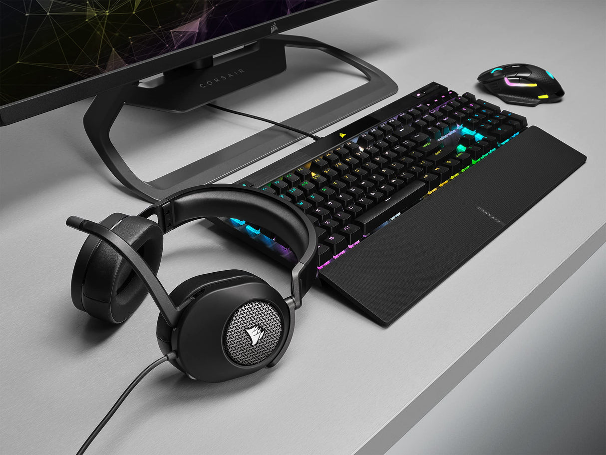 Corsair HS65 SURROUND Auriculares Multiplataforma con Cable para Juegos - Sonido envolvente Dolby 7.1 - SonarWorks SoundID -Compatible iCUE - PC, Mac, PS5, PS4, Xbox, Nintendo Switch, Móvil - Carbono