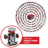 Einhell Professional Set de fresadora superior-de cantos con batería TP-RO Set 18 Li BL-Solo Power X-Change (18V, ajuste fino de profundidad de fresado, incl. accesorios+bolsa, sin batería)