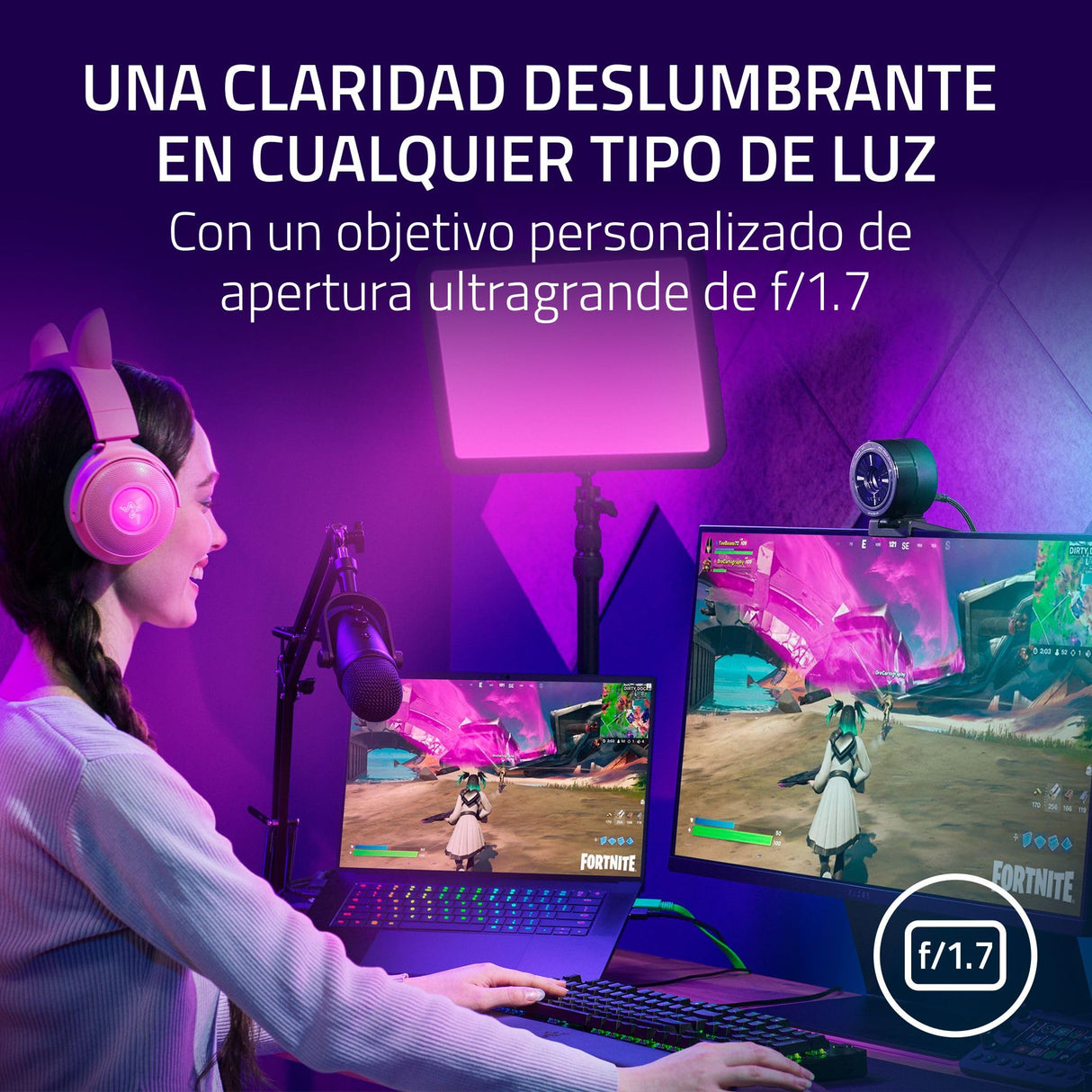 Razer Kiyo Pro Ultra - Cámara Web 4K para creación de contenidos y Streaming (Ultra High Dynamic Range-UHDR, UltraHD 4K 30 FPS/1080P 60 FPS, autoenfoque con IA, Sensor de luz de 2,9 μm) Negro