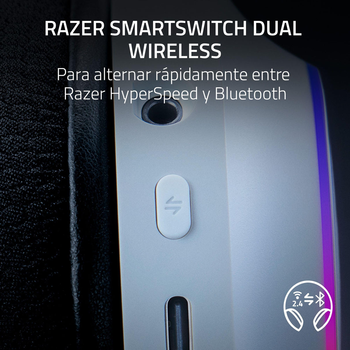 Razer Barracuda X Chroma - Auriculares inalámbricos para Juegos multiplataforma con 6 Zonas Chroma RGB (SmartSwitch Hyperspeed y Bluetooth, Altavoces de 40mm, micrófono Desmontable) Blanco
