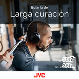 JVC Auriculares Inalámbricos Bluetooth | 50 Horas de Batería | Bluetooth 5.3 | Auriculares Cancelación de Ruido con Micrófono Integrado | 3 Modos de Sonido | Conexión Multipunto (Negro) - HA-Z76N