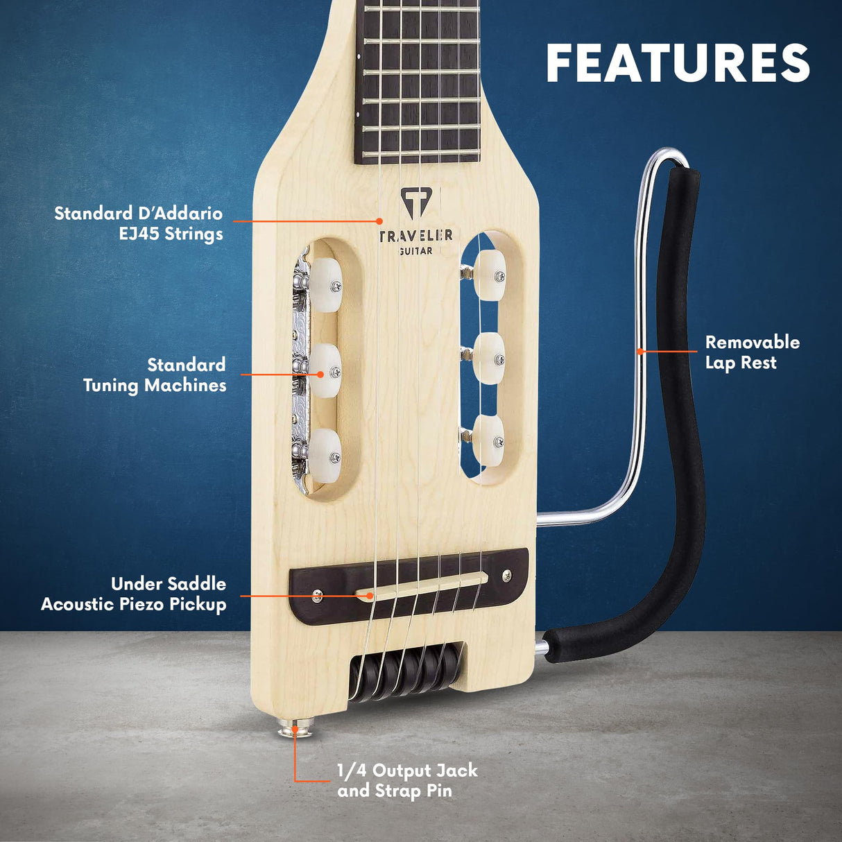 Traveler Guitar Guitarra acústica y eléctrica de 6 cuerdas, derecha, arce (ULN MPS)