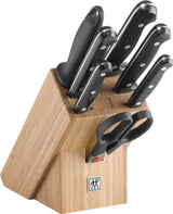 ZWILLING Bloque de cuchillos, 8 piezas, Bloque de bambú, Cuchillo y tijeras de acero inoxidable especial / mango de plástico, Twin Chef