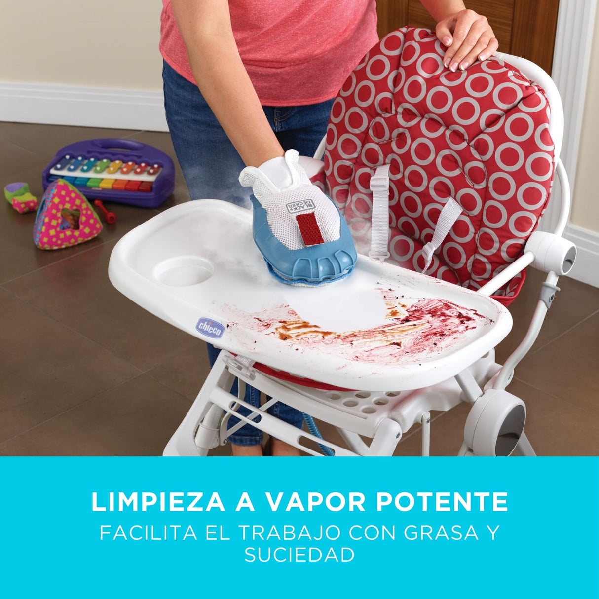 BLACK+DECKER Fregona de vapor 2 en 1 con guante limpiador de mano SteaMitt y 11 accesorios, BHSM166DSM-QS