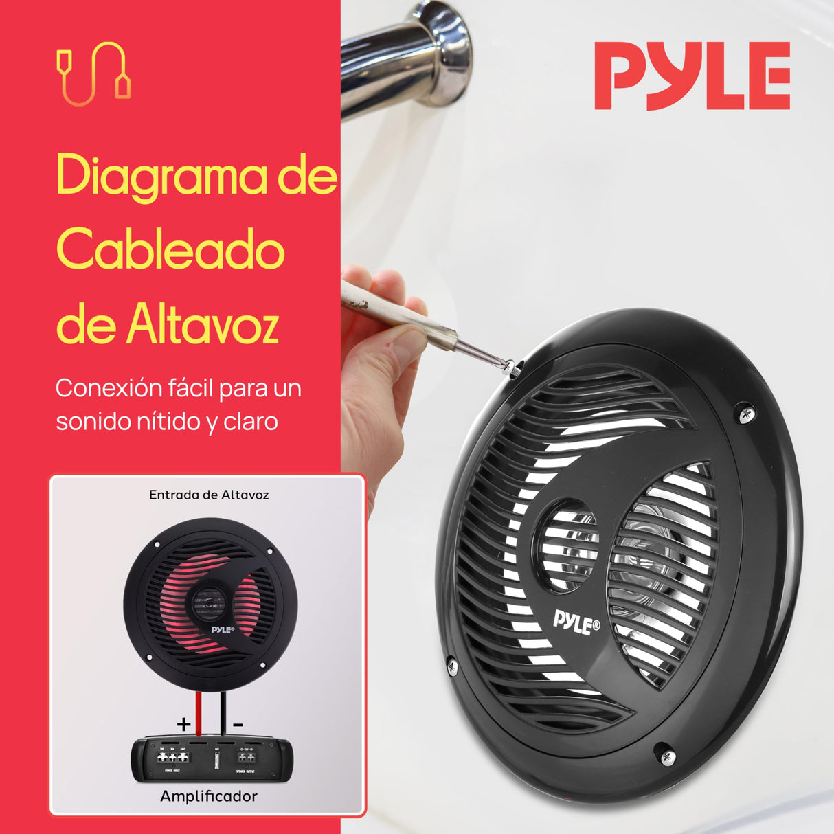 Pyle Altavoces duales, 6.5”, Resistentes al Agua y a la Intemperie, Estereo, Luces LED, 150W, Cono de Polypropylene