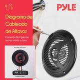 Pyle Altavoces duales, 6.5”, Resistentes al Agua y a la Intemperie, Estereo, Luces LED, 150W, Cono de Polypropylene