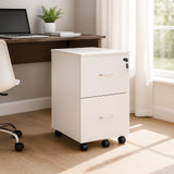 Relaxdays Mueble Archivador, 2 Cajones para Ficheros, 72 x 43 x 46 cm, Cajonera Oficina, Cierre con Llave, Blanco