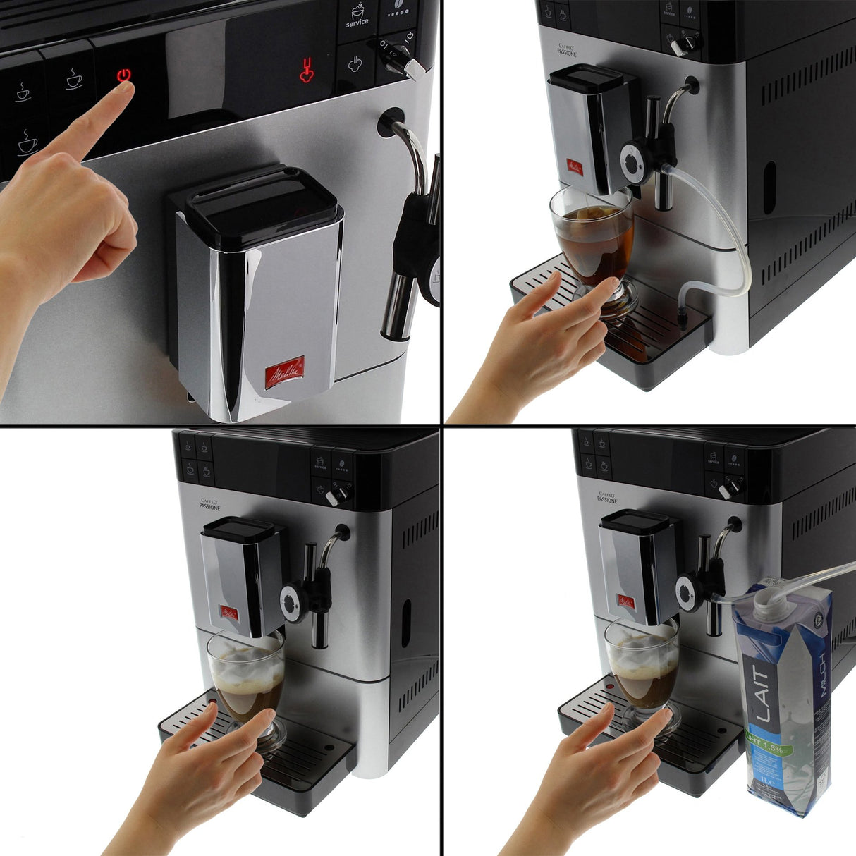 Melitta Passione F530-101, Cafetera Automática con Molinillo, Café en Grano, Sistema de leche, Limpieza Automática, Personalizable, 15 Bares, 1.2 litros, Plata