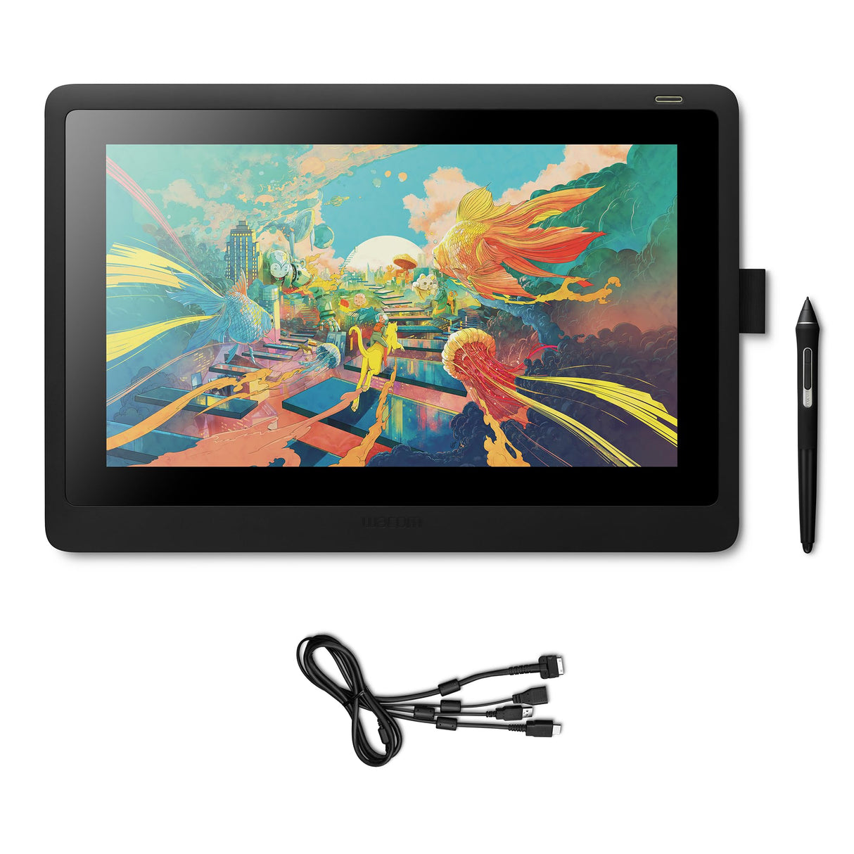 Wacom Cintiq 16 - Monitor Interactivo y bolígrafo Wacom Pen Pro 2, Pantalla LCD de 16" para diseño digital, Resolución Full HD, Compatible con Windows y OS, Negro