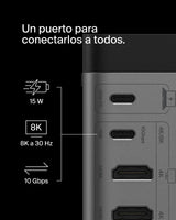 Belkin Hub USB-C, Base Dock USB c 11 en 1 Pro GAN 150 W, Docking Station con USB-C, USB-A, Ethernet, SD, MicroSD, Puerto 3,5 mm, Puertos HDMI 4K para Tres monitores, Compatible con MacBook Pro y más