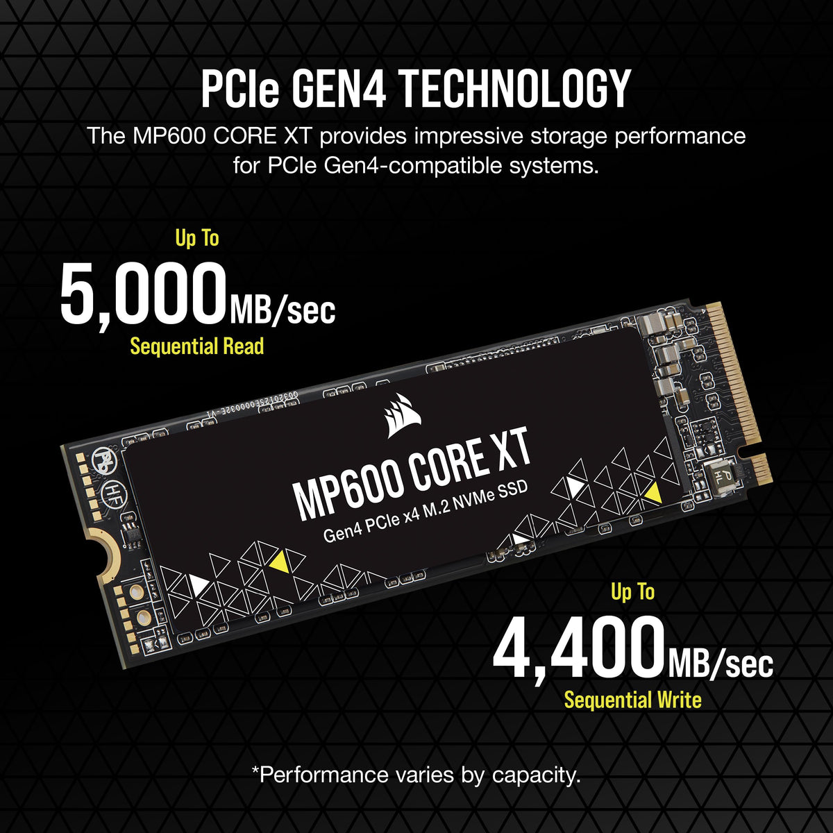 Corsair MP600 Core XT 2TB M.2 PCIe Gen4 NVMe SSD – hasta 5900 MB/s – QLC NAND – M.2 2280 – para Ordenadores Portátiles y de Sobremesa PCIe 4.0 – Negro