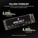 Corsair MP600 Core XT 2TB M.2 PCIe Gen4 NVMe SSD – hasta 5900 MB/s – QLC NAND – M.2 2280 – para Ordenadores Portátiles y de Sobremesa PCIe 4.0 – Negro