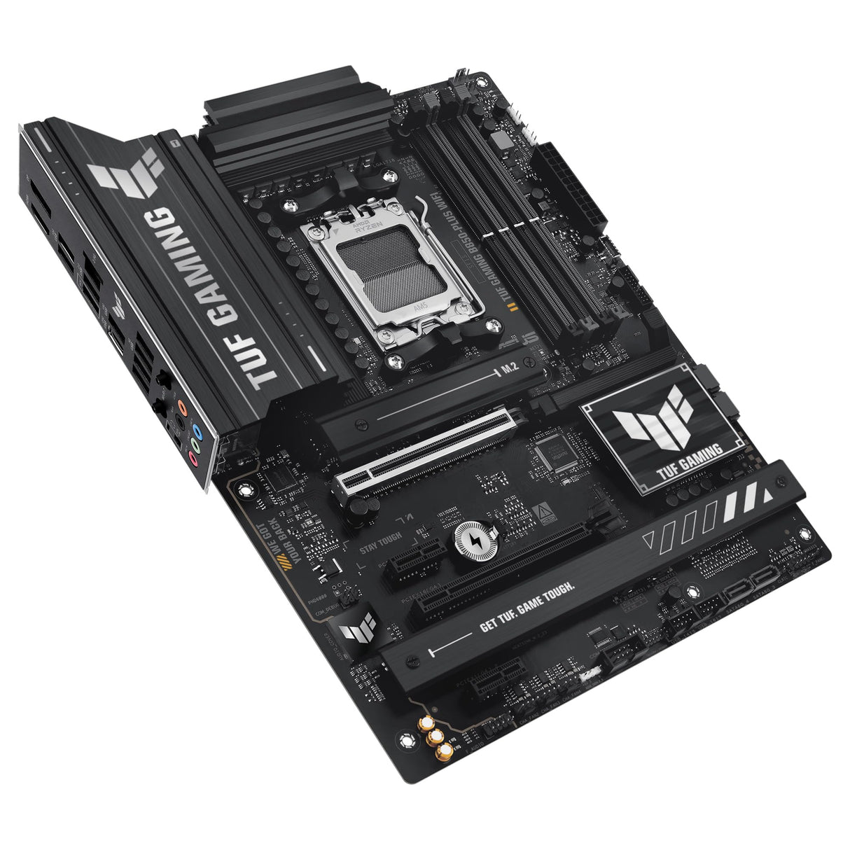 ASUS TUF GAMING B850-PLUS WIFI - Placa base AMD ATX, 14+2+1 etapas de potencia DrMOS 80A, DDR5, PCIe 5.0, 3 ranuras M.2, WiFi 7, Realtek 2.5Gb Ethernet, DisplayPort, HDMI, USB 20Gbps Tipo-C, Aura Sync
