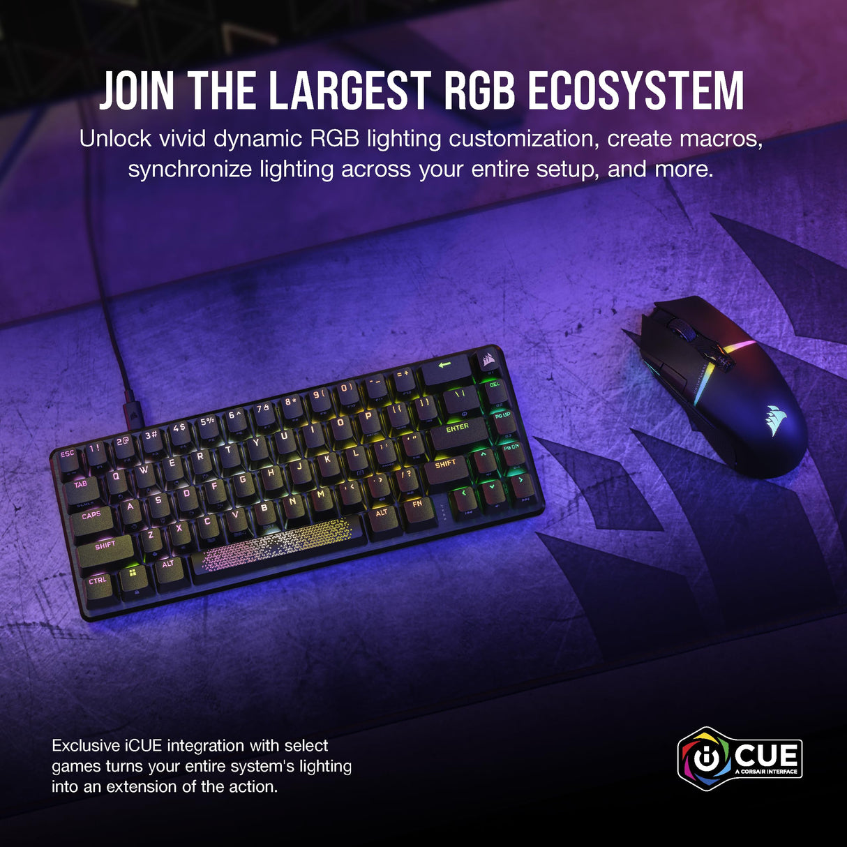 Corsair K65 Pro Mini RGB 65% Teclado óptico para Juegos mecánicos - Interruptores OPX - Teclas de Doble Disparo PBT - Compatible con iCUE - QWERTY NA Layout - Negro