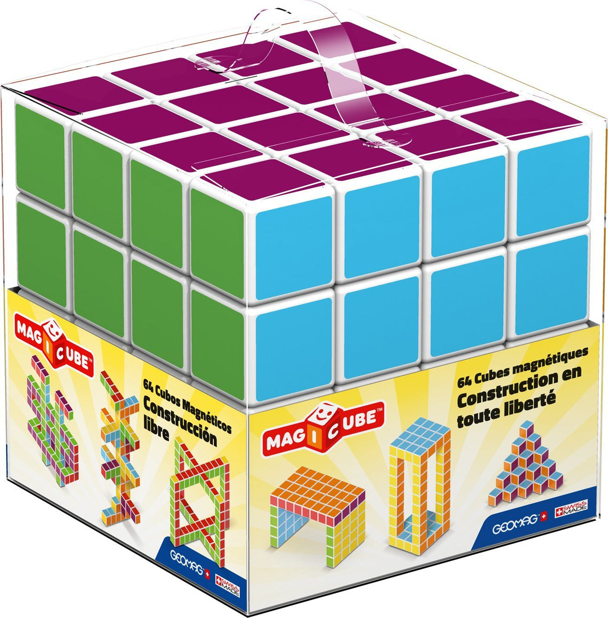 Geomag - Magicube Cubos magneticos, Multicolor, 64 Piezas, 129