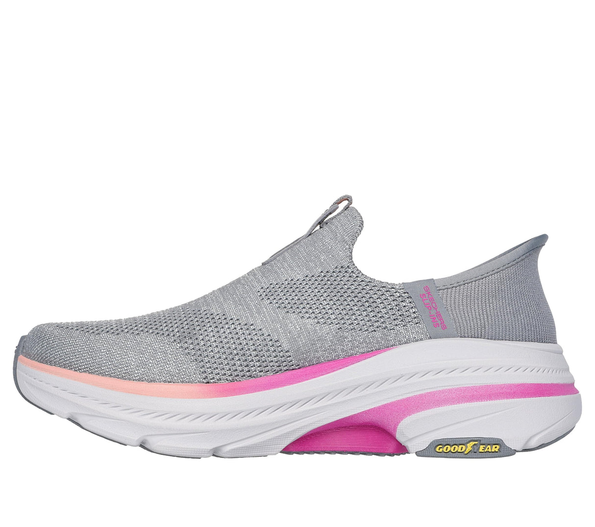 Skechers MAX Cushioning Arch Fit 2.0 Cambridge, Zapatillas Mujer, Gray Textile/Pink Trim, 39 EU