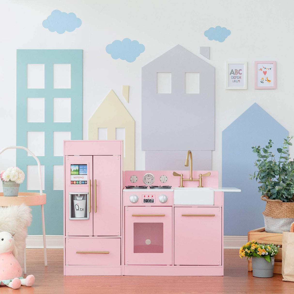 Rosa Cocina de Juguete de Madera de Teamson Kids Horno Niños TD-12302P
