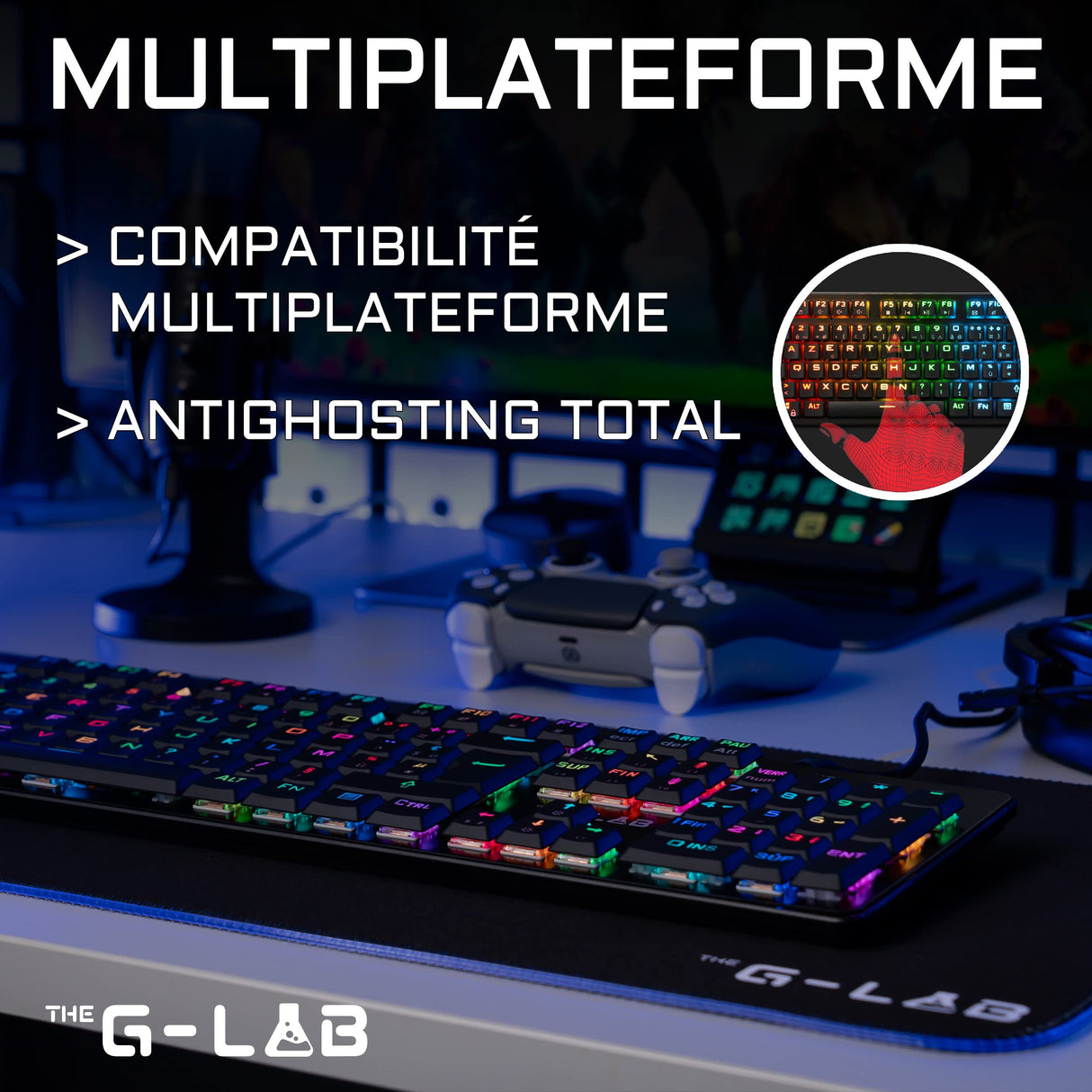 The G-Lab Clavier Gaming filaire Low PROFIL Switch Rouge - RGB - Logiciel de personnalisation - Design Slim et robuste