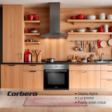 Corberó - Horno Capacidad | CCHMD807XG | 70L | Multifunción, Display Digital, 8 Prog., Guías Extraíbles, Luz Interior, Puerta Doble Cristal | 3000W Potencia | Negro
